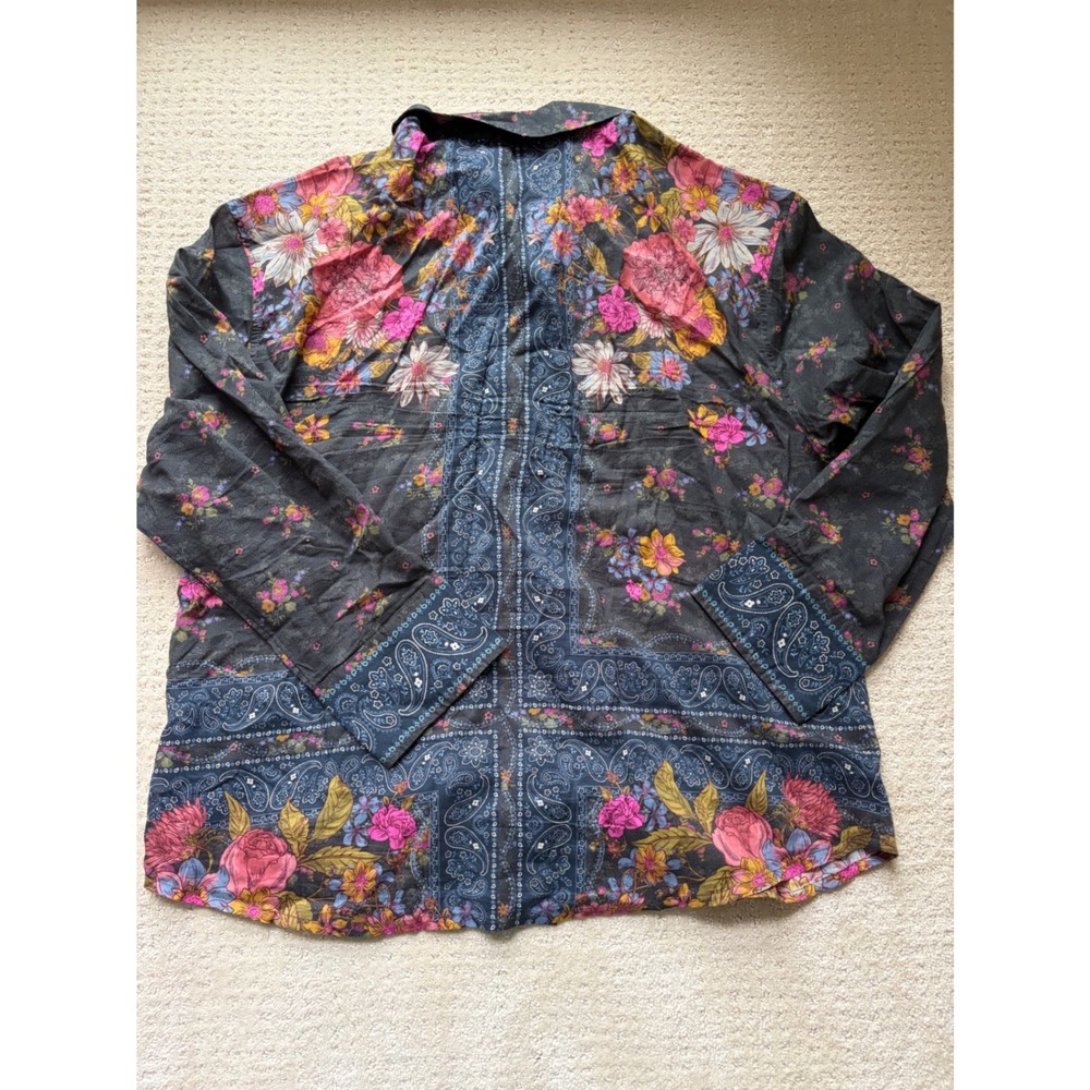 Natural Life Button Down L Floral Paisley 100% Cotton Boho Botanical Whimsigoth - Picture 6 of 6